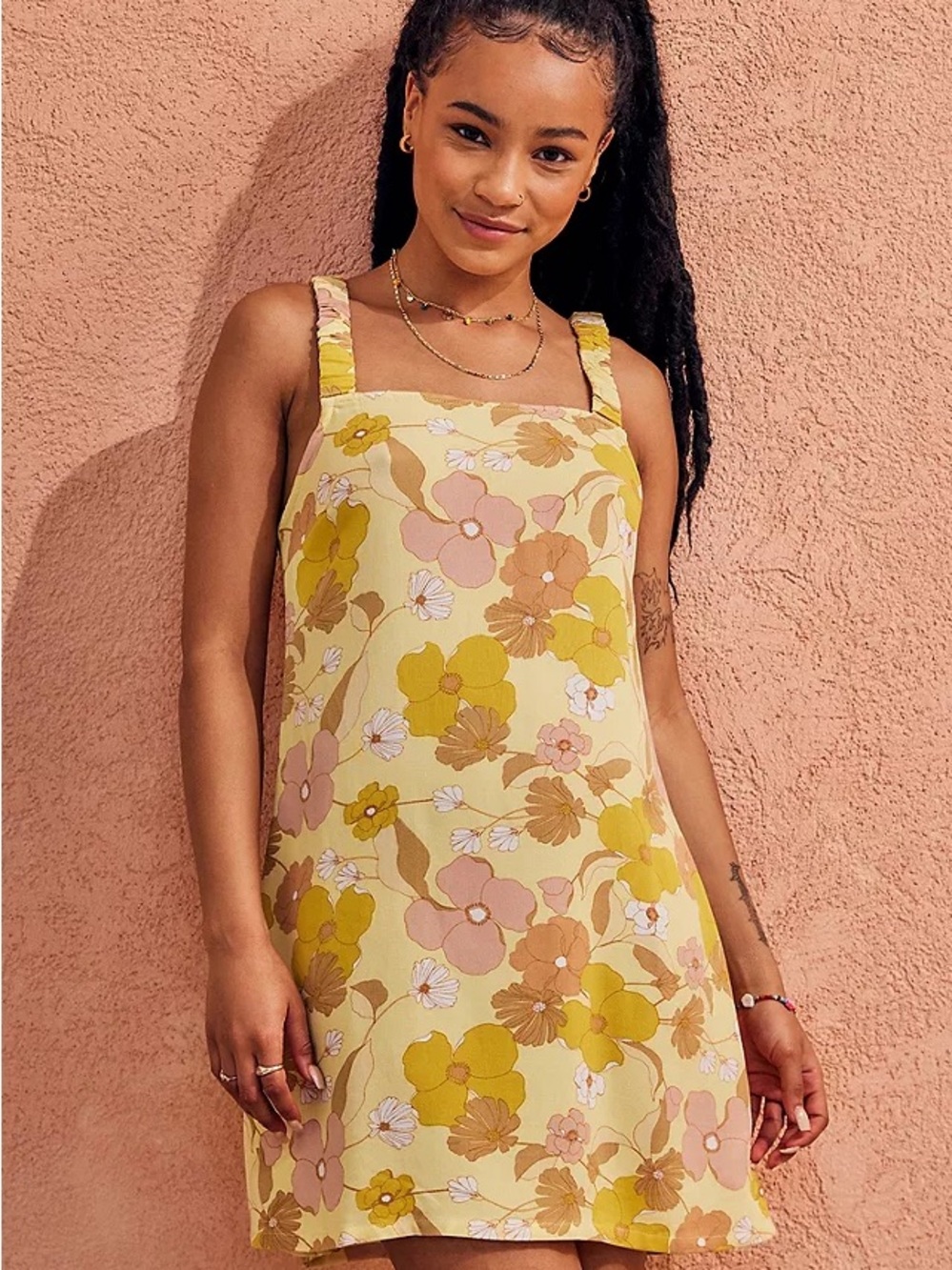 RVCA Yellow Floral Mini Sundress